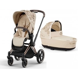 Коляска 2 в 1 Cybex Priam 4 Simply Flowers Nude Beige шасси Rosegold