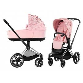 Коляска 2 в 1 Cybex Priam 4 Simply Flowers Pale Blush шасси Chrome Black