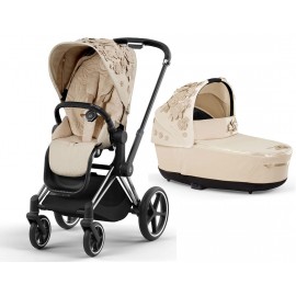 Коляска 2 в 1 Cybex Priam 4 Simply Flowers Nude Beige шасси Chrome Black