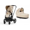 Коляска 2 в 1 Cybex Priam 4 Simply Flowers Nude Beige шасси Matt Black