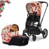 Коляска 2 в 1 Cybex Priam 4 Spring Blossom Light шасси Matt Black