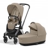 Коляска 2 в 1 Cybex Priam 4 Cozy Beige шасси Chrome Black